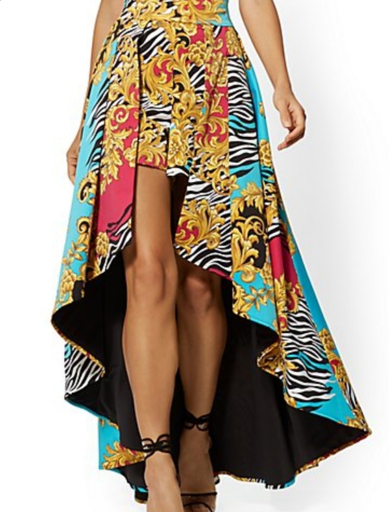 Mixed Print Shorts Overlay Skirt NWT